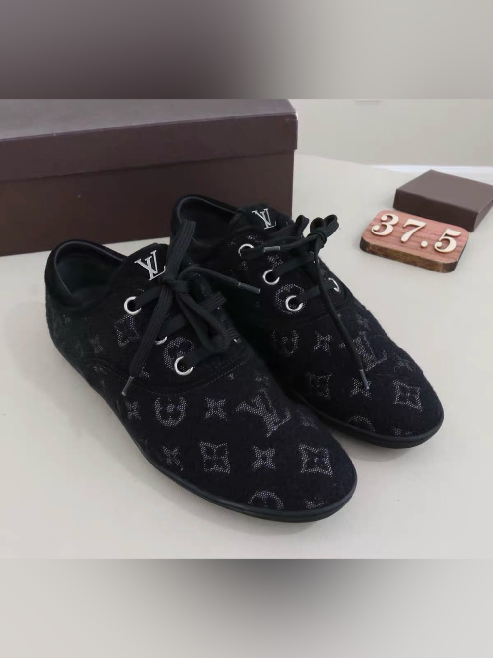 Louis Vuitton Black Monogram Lace-Up Oxfords
